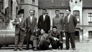 Von links stehend: „Chauffeur“ Karl Hirner, Werner Traut, Alois Kränzle, Erich Gürsch, Walter Brucker; unten: Berthold Lehnert, Erich Reicherzer Haldenwang